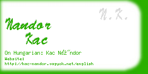 nandor kac business card